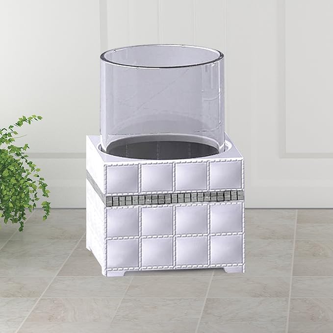 Resin Bathroom Tumbler Cup | Decorative Rinse Cup,Drinking Glass,Toothbrush & Makeup Brush Holder for Vanity Countertops,Sink & Desk | White
