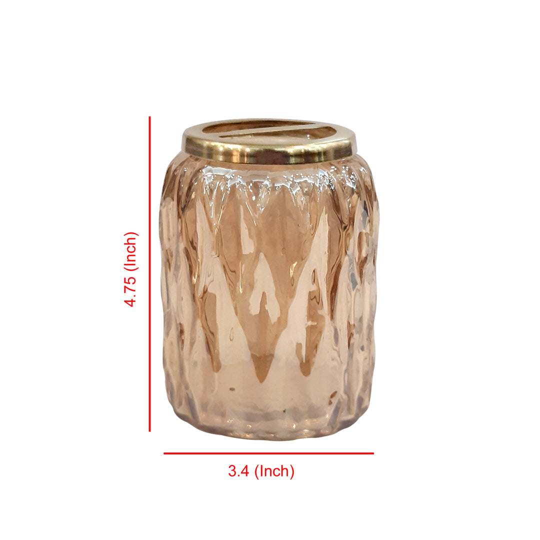 Glacier Toothbrush Holder | Compact Multi Slot Holder for Toothbrushes, Razors & Makeup Accessories  | Amber