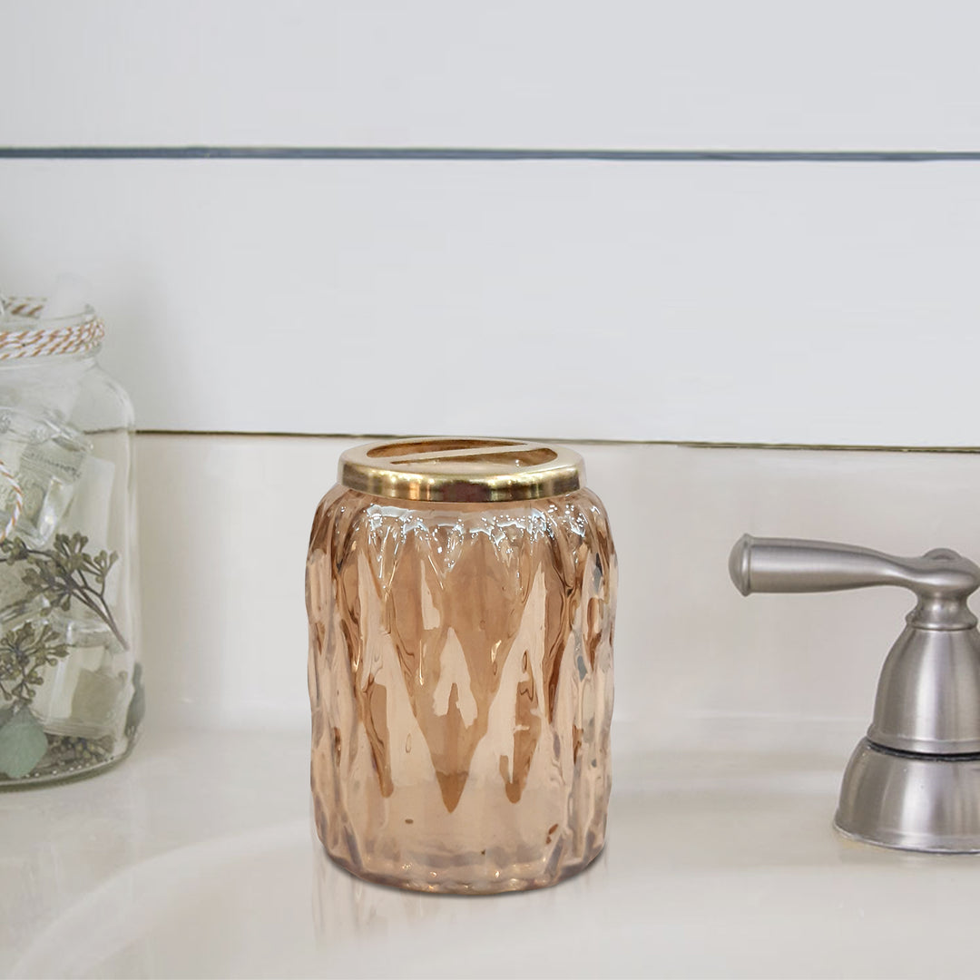 Glacier Toothbrush Holder | Compact Multi Slot Holder for Toothbrushes, Razors & Makeup Accessories  | Amber