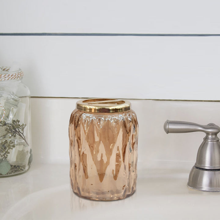 Glacier Toothbrush Holder | Compact Multi Slot Holder for Toothbrushes, Razors & Makeup Accessories  | Amber