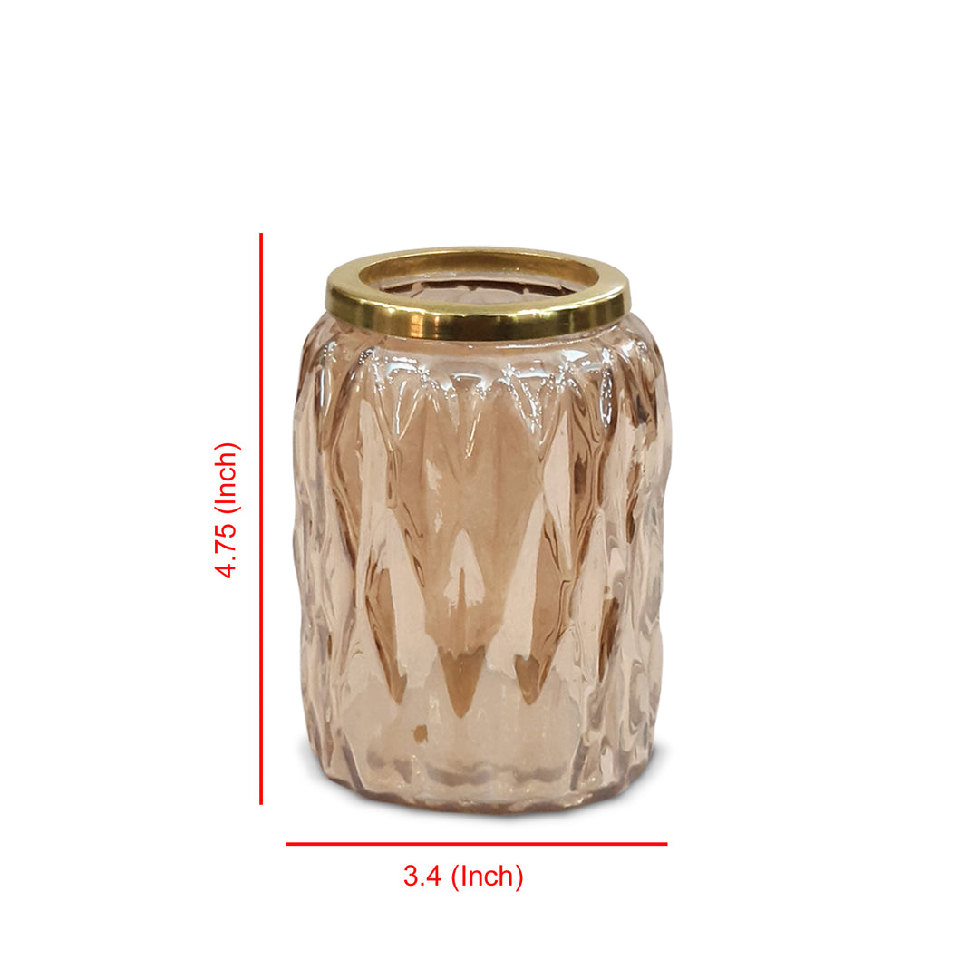 Glacier Glass Bathroom Tumbler Cup | Decorative Rinse Cup,Drinking Glass,Toothbrush & Makeup Brush Holder for Vanity Countertops,Sink & Desk | Amber/Glass