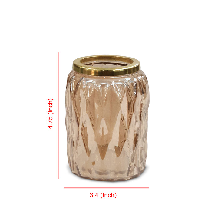 Glacier Glass Bathroom Tumbler Cup | Decorative Rinse Cup,Drinking Glass,Toothbrush & Makeup Brush Holder for Vanity Countertops,Sink & Desk | Amber/Glass