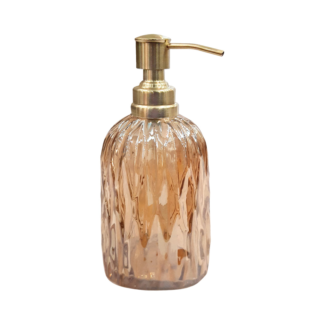 Glass Liquid Soap Dispenser Pump Bottle | Bathroom Vanity & Kitchen Sink,Holds Soap,Lotion & Sanitizer | Amber