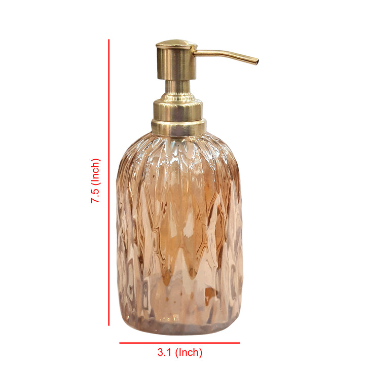 Glass Liquid Soap Dispenser Pump Bottle | Bathroom Vanity & Kitchen Sink,Holds Soap,Lotion & Sanitizer | Amber