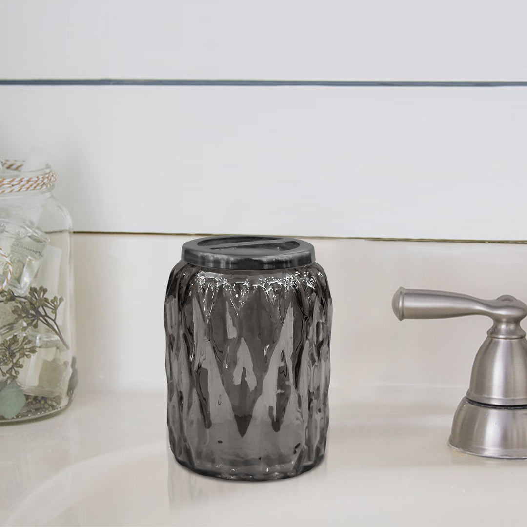 Glacier Toothbrush Holder | Compact Multi Slot Holder for Toothbrushes, Razors & Makeup Accessories | Smoke