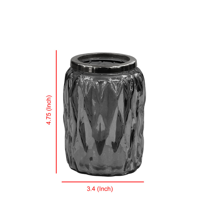 Glacier Glass Bathroom Tumbler Cup | Decorative Rinse Cup,Drinking Glass,Toothbrush & Makeup Brush Holder for Vanity Countertops,Sink & Desk | Smoke/Glass