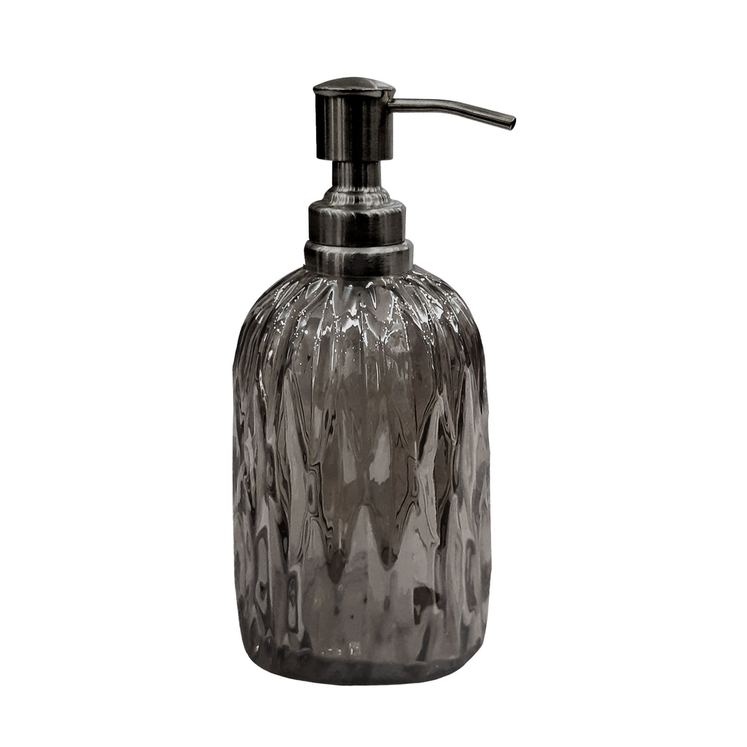 Glass Liquid Soap Dispenser Pump Bottle | Bathroom Vanity & Kitchen Sink,Holds Soap,Lotion & Sanitizer | Smoke