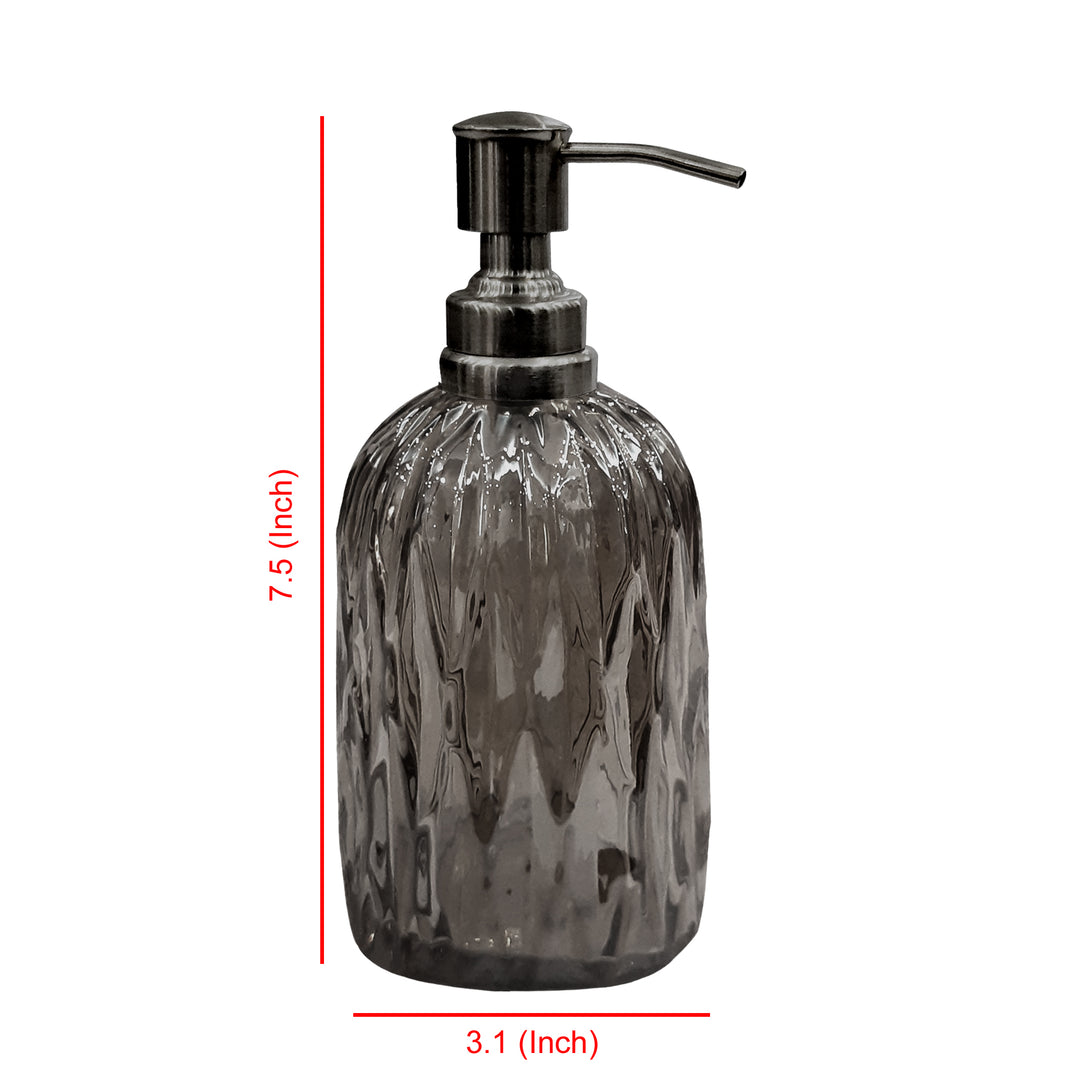 Glass Liquid Soap Dispenser Pump Bottle | Bathroom Vanity & Kitchen Sink,Holds Soap,Lotion & Sanitizer | Smoke