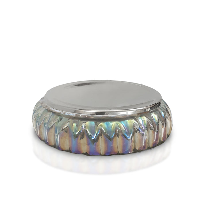 Glass Soap Dish for Bathroom Counter,Shower & Kitchen | Rainbow Lustre Finish.