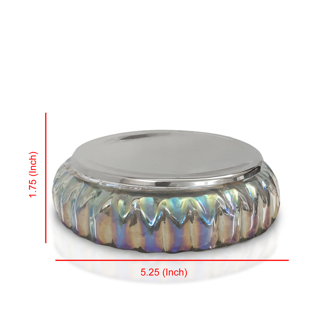 Glass Soap Dish for Bathroom Counter,Shower & Kitchen | Rainbow Lustre Finish.