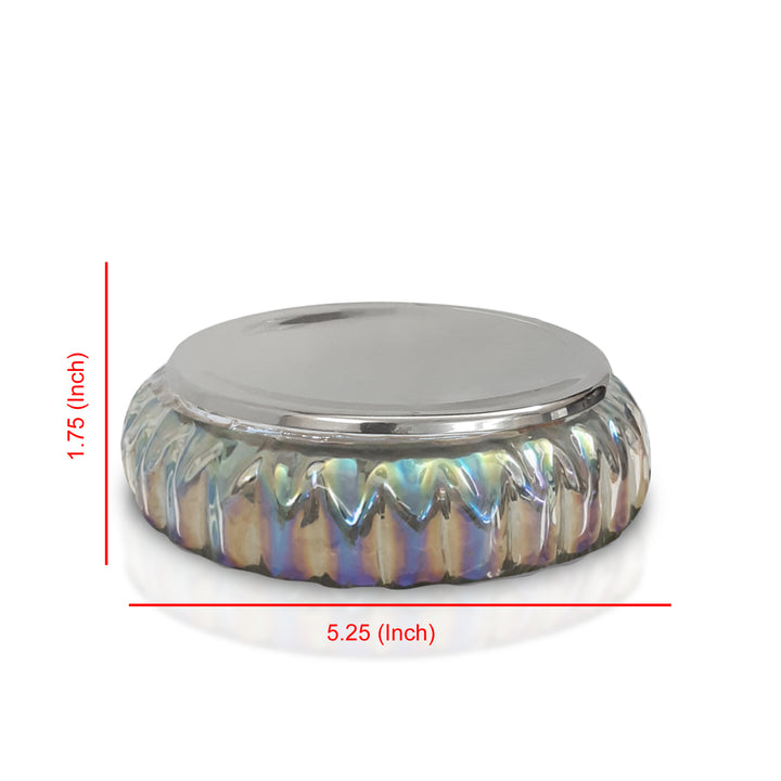 Glass Soap Dish for Bathroom Counter,Shower & Kitchen | Rainbow Lustre Finish.