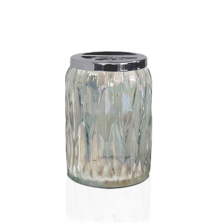 Glacier Toothbrush Holder | Compact Multi Slot Holder for Toothbrushes, Razors & Makeup Accessories  | Glass Rainbow Lustre
