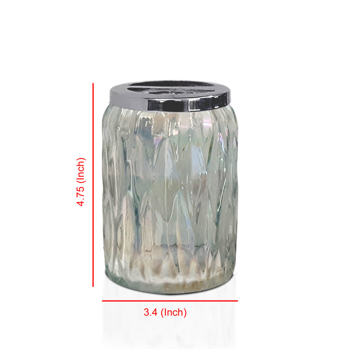 Glacier Toothbrush Holder | Compact Multi Slot Holder for Toothbrushes, Razors & Makeup Accessories  | Glass Rainbow Lustre
