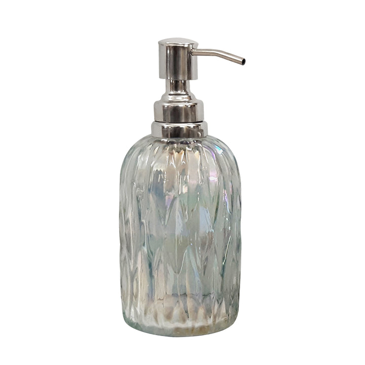 Glass Liquid Soap Dispenser Pump Bottle | Bathroom Vanity & Kitchen Sink,Holds Soap,Lotion & Sanitizer | Rainbow Lustre