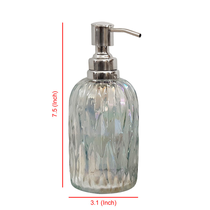 Glass Liquid Soap Dispenser Pump Bottle | Bathroom Vanity & Kitchen Sink,Holds Soap,Lotion & Sanitizer | Rainbow Lustre