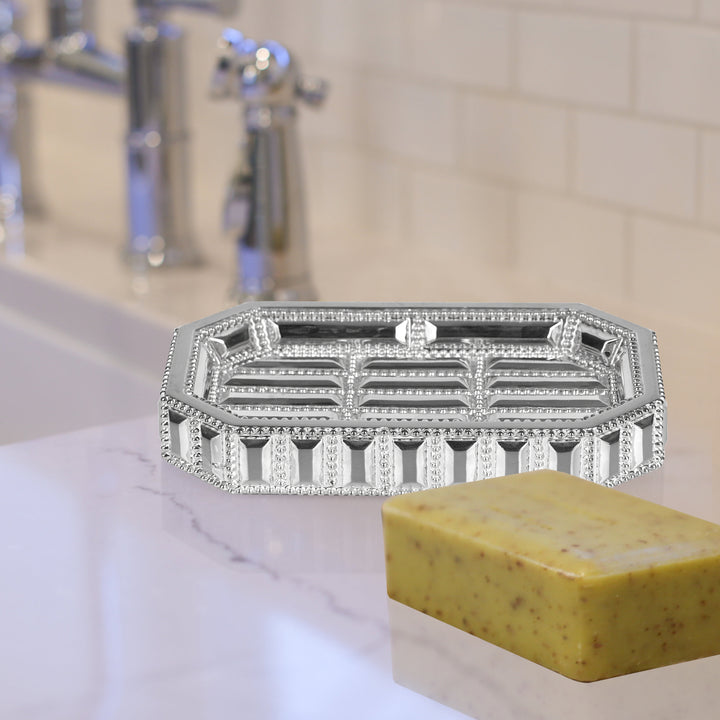 Resin Decorative Soap Dish Tray for Bathroom Vanities, Countertops | Chrome Finish
