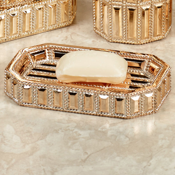 Resin Decorative Bar Soap Dish Tray for Bathroom Vanities, Countertops | Gold Finish