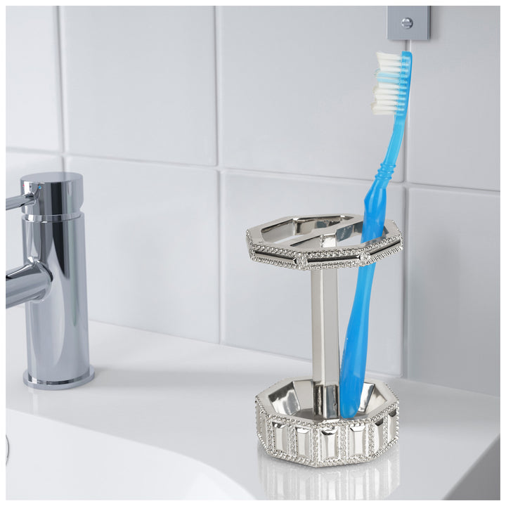 Resin Toothbrush Holder | Chrome Finish | 3"x4.35"x3"