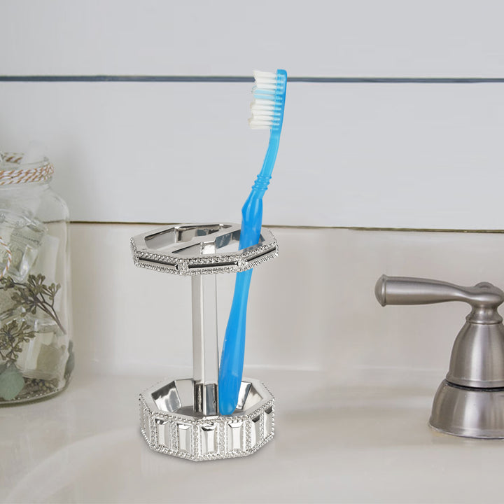 Resin Toothbrush Holder | Chrome Finish | 3"x4.35"x3"