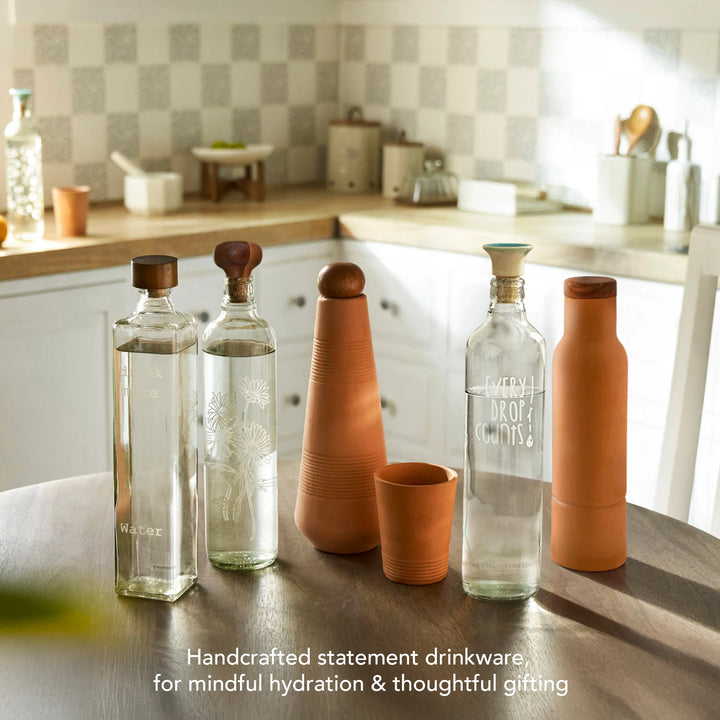 Drop Glass Water Bottle with Ceramic Stopper | Airtight Clear Bottle
