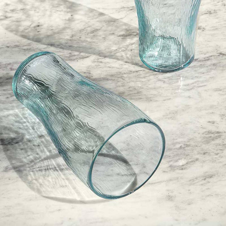 Glass Tumbler Set of 2| Mouth Blown Light Blue Drinkware