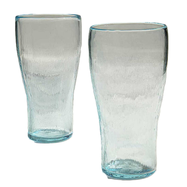 Glass Tumbler Set of 2| Mouth Blown Light Blue Drinkware