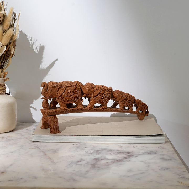 Handcrafted Wooden Elephant Bridge | Accent Decor Piece