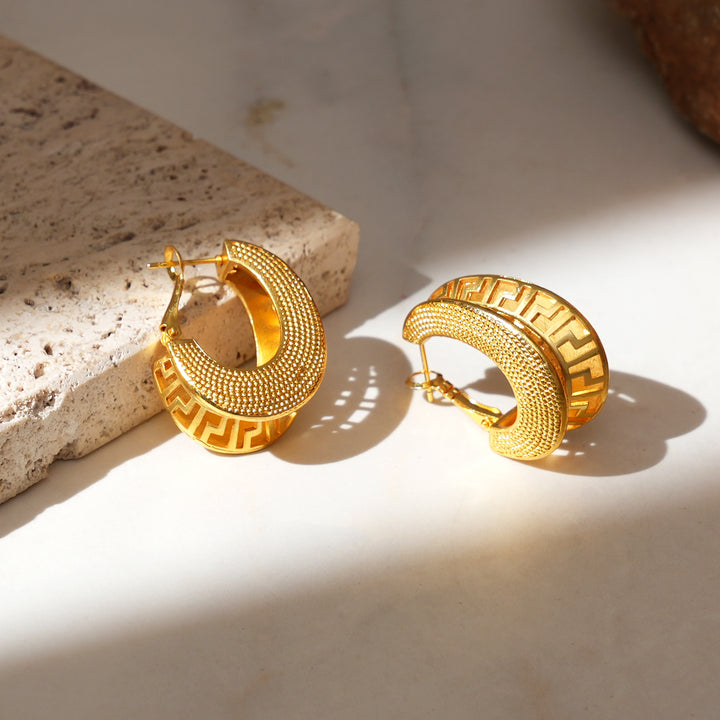 Artisan Hoop Earrings | Basket Weave Texture in Brass