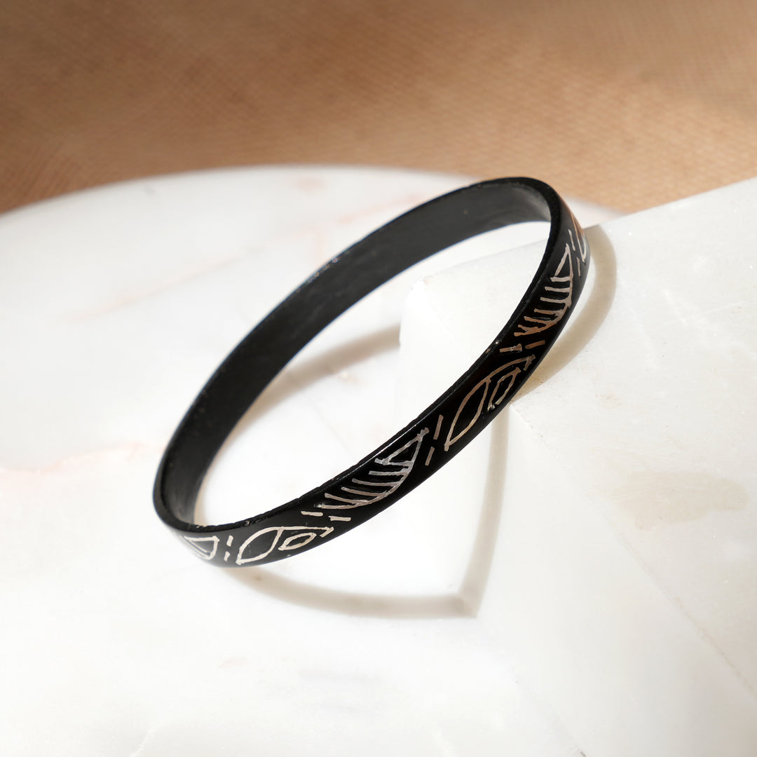 Bidri Bell Bangles Silver Inlay | Handcrafted Zinc Copper Alloy Traditional
