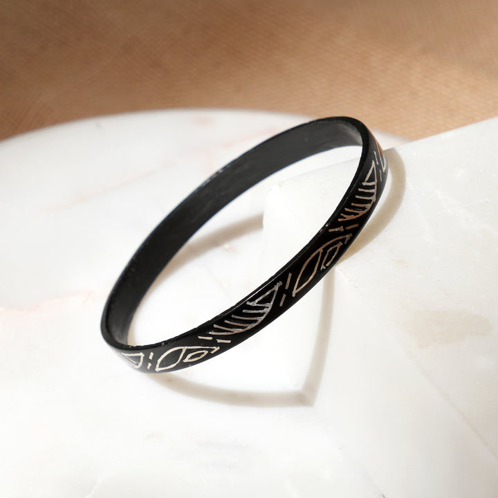 Bidri Bell Bangles Silver Inlay | Handcrafted Zinc Copper Alloy Traditional