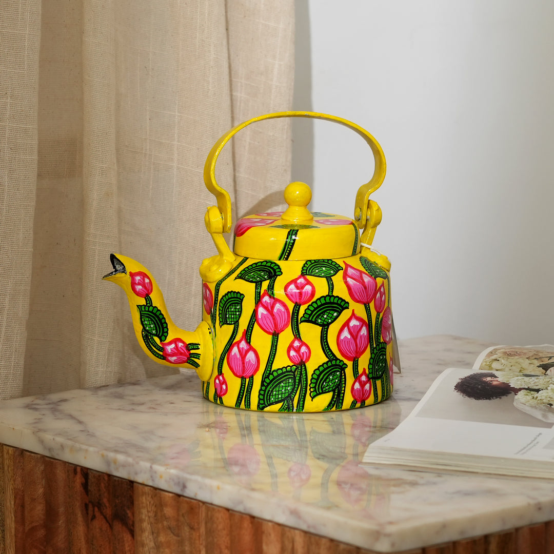 Handcrafted Aluminum Art Kettle & Two Cup Set