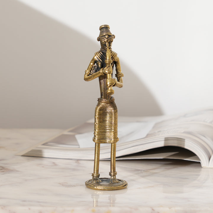 Tribal Woman Musician Figurine | Handcrafted Art