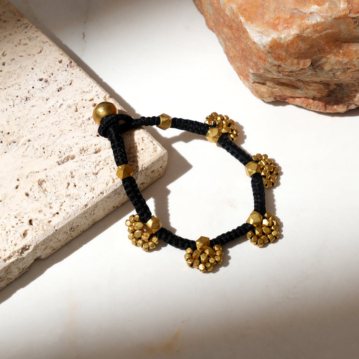 Ancient Tribal Brass Bracelet | Modern Cotton Thread Handmade Bead Jewelry