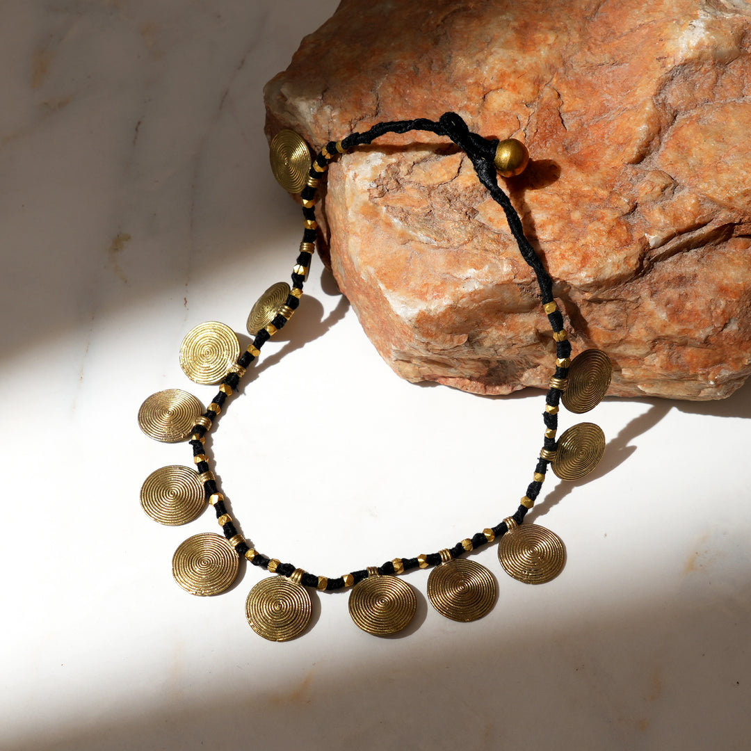 Tribal Brass Bead Necklace | Ancient Technology Modern Cotton Thread Jewelry