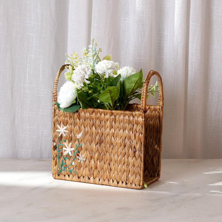 Handwoven Magazine Holder | Sustainable Organizer for Books & Files