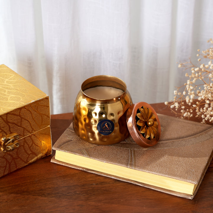 Midnight Mirage Soy Candle | Golden Metal Jar Essential Oil Aroma Gift