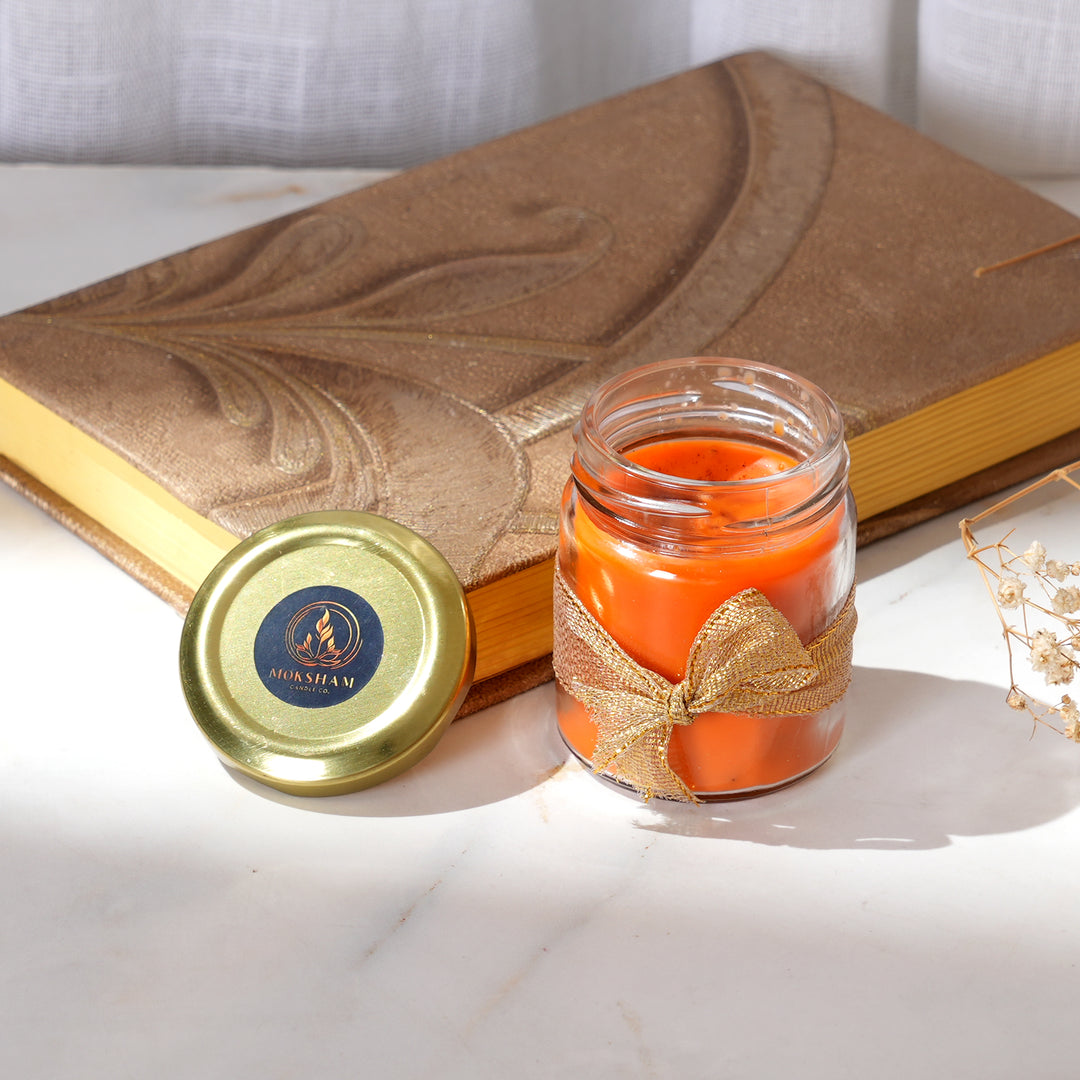 Cozy Harvest Orange Cinnamon Candle | Soy Wax Essential Oil Autumn Spice