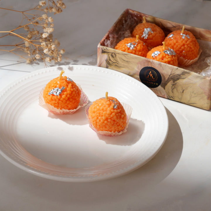 Laddu Festival Candles | Kesar Cardamom Soy Wax Indian Sweet Design