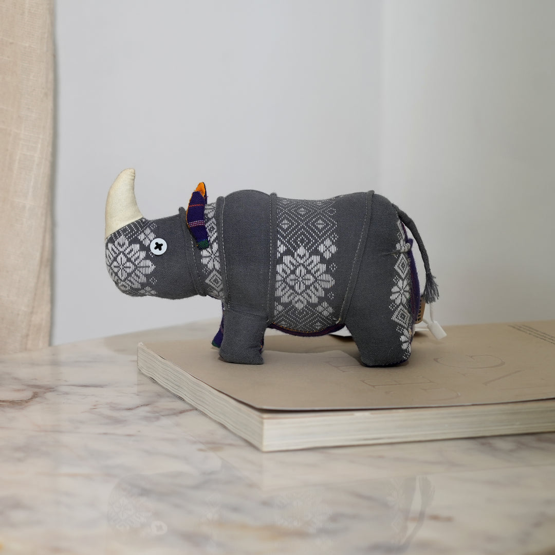 Handcrafted One-Horned Rhino Toy | Ecofriendly Plush, 8.5"