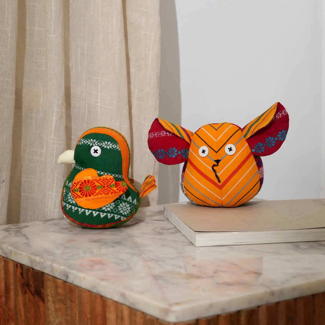 Artisan Plush Toys | Mimi the Songbird of Bodoland & Tutu - A mythical character| Eco-Friendly & Colorful Toys