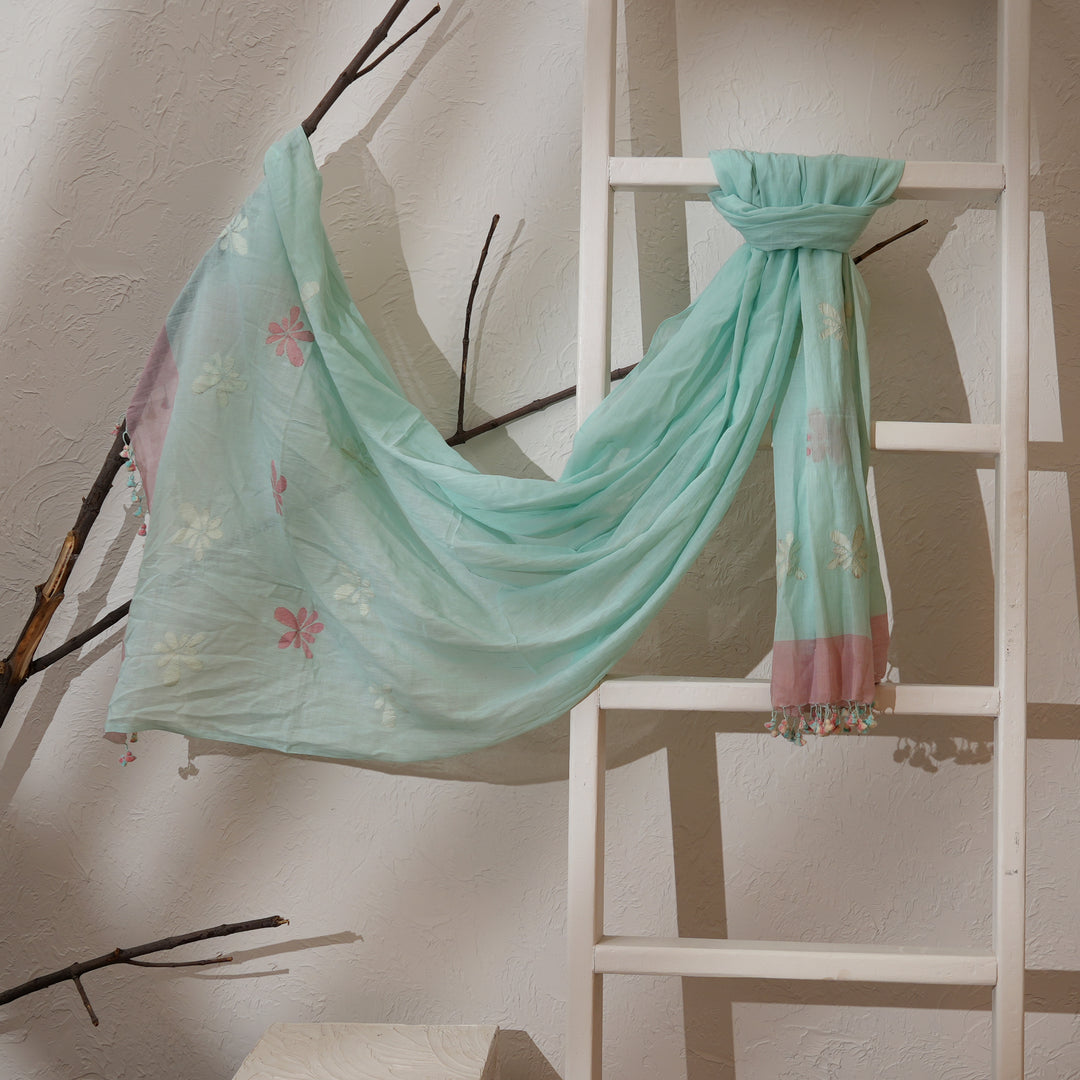 Pure Cotton Handloom Dupatta, 100"x36" | Traditional Artisan Weave Scarf
