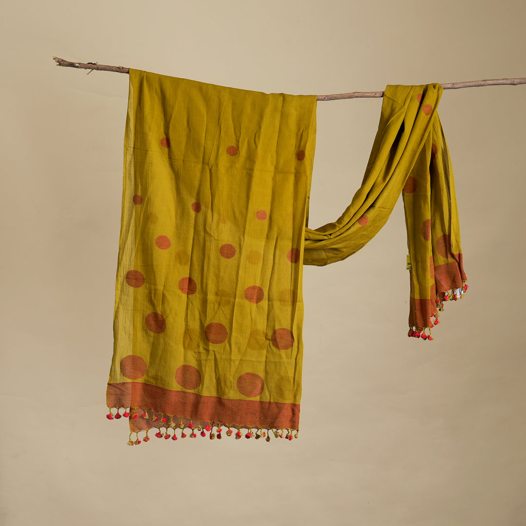 Artisan Handwoven Cotton Scarf | Traditional Craft Dupatta | Generous 100"x36"