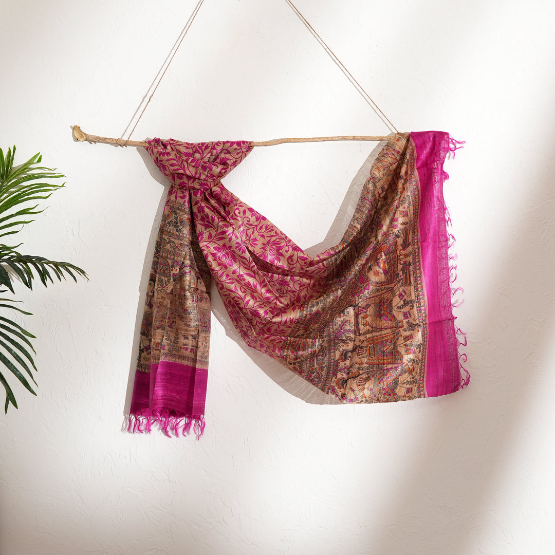 Natural Silk Dupatta | Traditional Indian Scarf Handwoven Ethnic Stole