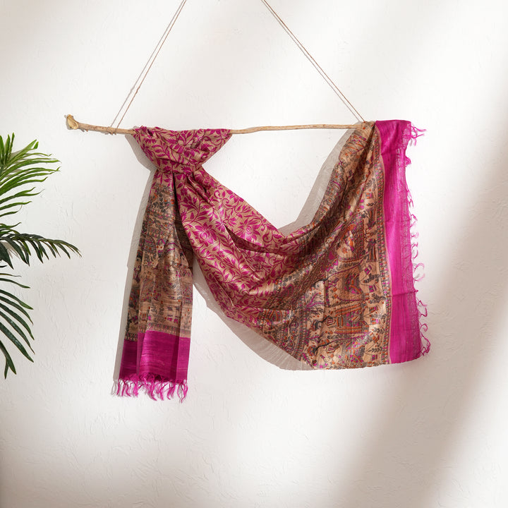 Natural Silk Dupatta | Traditional Indian Scarf Handwoven Ethnic Stole