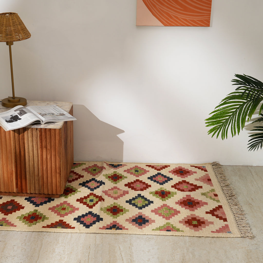 Desert Jewel Handwoven Kilim Wool Rug-60X36"