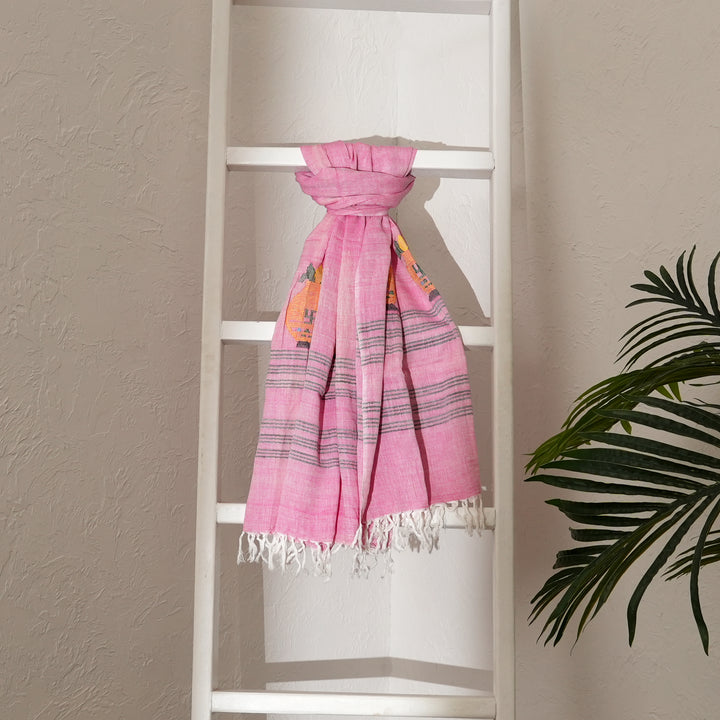 Handwoven Cotton Stole | Traditional Uttarakhand Design, 100% Cotton
