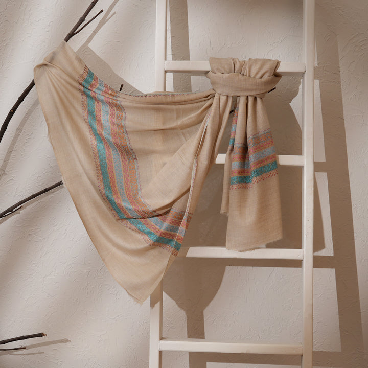 Sozni Embroidered Pashmina Shawl | Multicolor, 80"x40"