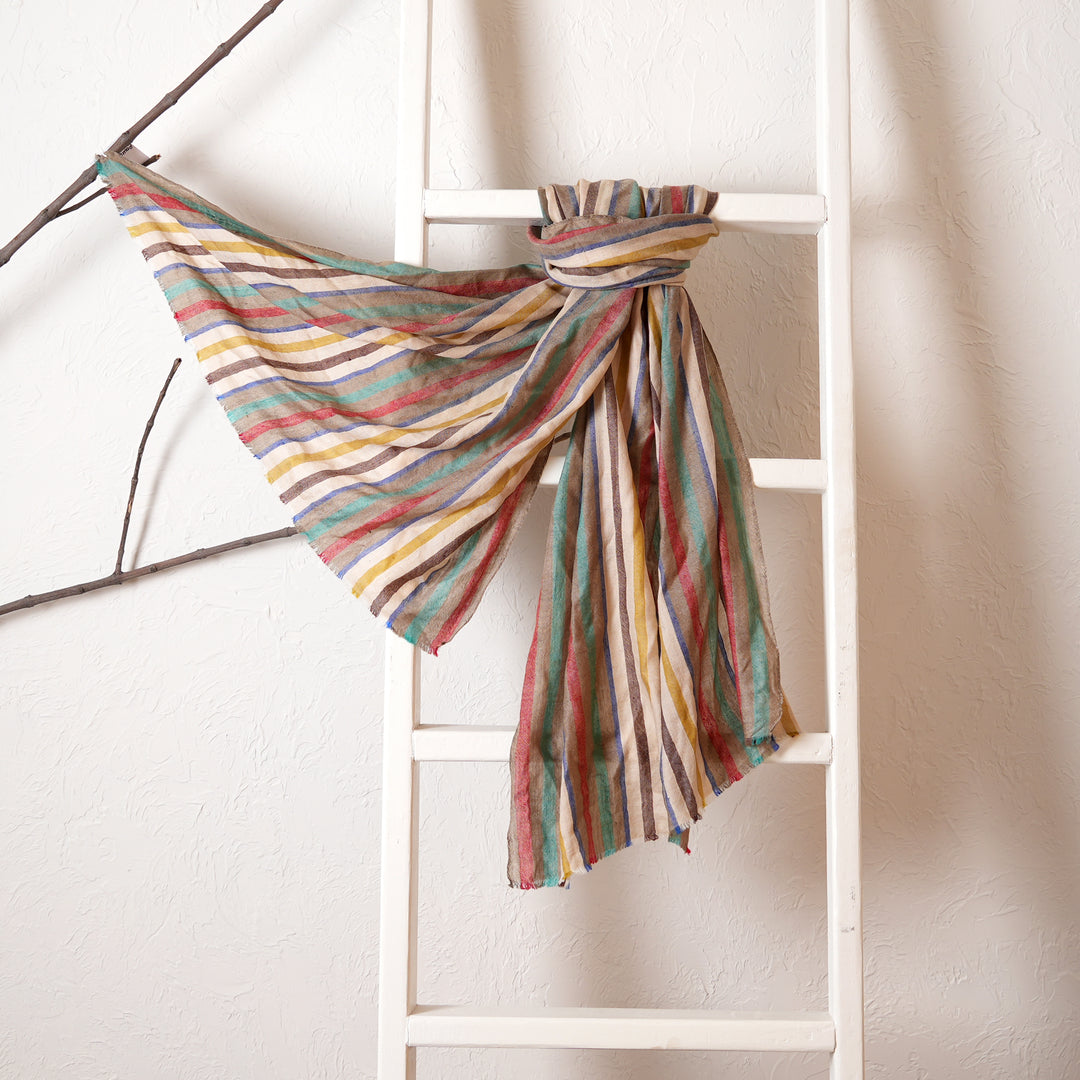 MultiColor Striped Pashmina Stole | 80"x28"