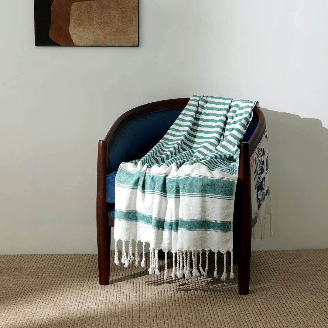 Handloom Linen Multi Color Throw Blanket | Textured & Cozy