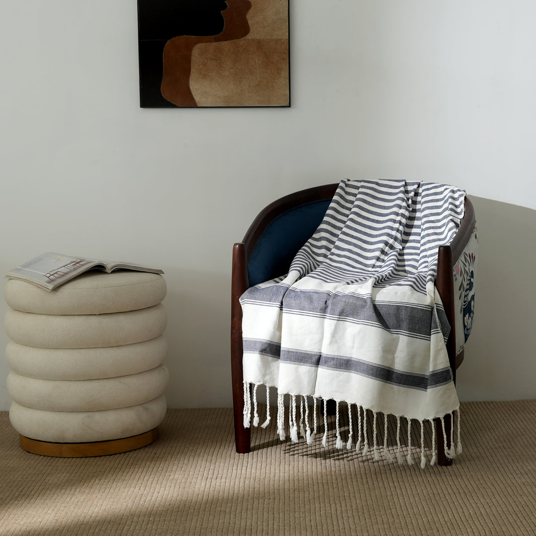 Handloom Linen Multi Color Throw Blanket | Textured & Cozy